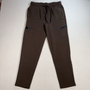 Leg3nd Sweatpants Men's L Brown Zip Pockets Drawstring Gym Lounge Training *HOLE
